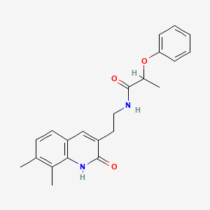molecular formula C22H24N2O3 B2621512 N-(2-(7,8-dimethyl-2-oxo-1,2-dihydroquinolin-3-yl)ethyl)-2-phenoxypropanamide CAS No. 851408-09-8