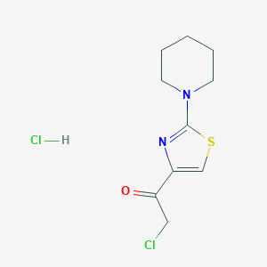 molecular formula C10H14Cl2N2OS B2621516 2-Chloro-1-[2-(piperidin-1-yl)-1,3-thiazol-4-yl]ethan-1-one hydrochloride CAS No. 1909316-18-2