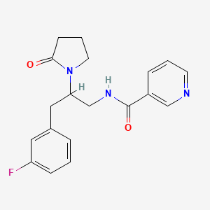 molecular formula C19H20FN3O2 B2621518 N-(3-(3-fluorophenyl)-2-(2-oxopyrrolidin-1-yl)propyl)nicotinamide CAS No. 1421477-25-9