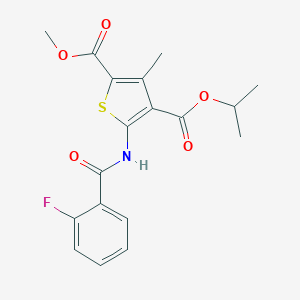 molecular formula C18H18FNO5S B262152 4-Isopropyl 2-methyl 5-[(2-fluorobenzoyl)amino]-3-methylthiophene-2,4-dicarboxylate 