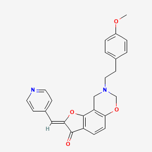 molecular formula C25H22N2O4 B2621527 (Z)-8-(4-methoxyphenethyl)-2-(pyridin-4-ylmethylene)-8,9-dihydro-2H-benzofuro[7,6-e][1,3]oxazin-3(7H)-one CAS No. 951972-62-6