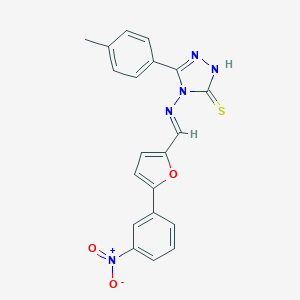 molecular formula C20H15N5O3S B262154 5-(4-methylphenyl)-4-({(E)-[5-(3-nitrophenyl)furan-2-yl]methylidene}amino)-4H-1,2,4-triazole-3-thiol 