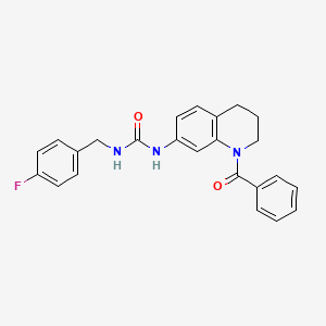molecular formula C24H22FN3O2 B2621540 1-(1-Benzoyl-1,2,3,4-tetrahydroquinolin-7-yl)-3-(4-fluorobenzyl)urea CAS No. 1203101-46-5