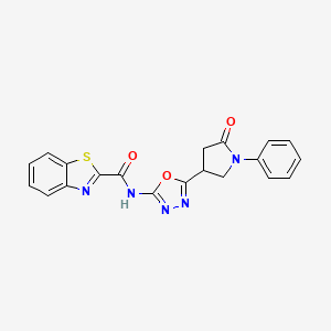 N-(5-(5-oxo-1-phenylpyrrolidin-3-yl)-1,3,4-oxadiazol-2-yl)benzo[d]thiazole-2-carboxamide