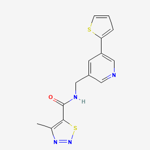 molecular formula C14H12N4OS2 B2621548 4-methyl-N-((5-(thiophen-2-yl)pyridin-3-yl)methyl)-1,2,3-thiadiazole-5-carboxamide CAS No. 2034491-47-7
