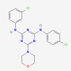 molecular formula C19H18Cl2N6O B2621564 N2-(3-chlorophenyl)-N4-(4-chlorophenyl)-6-(morpholin-4-yl)-1,3,5-triazine-2,4-diamine CAS No. 898630-67-6