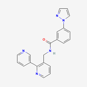molecular formula C21H17N5O B2621570 N-([2,3'-bipyridin]-3-ylmethyl)-3-(1H-pyrazol-1-yl)benzamide CAS No. 1904410-38-3