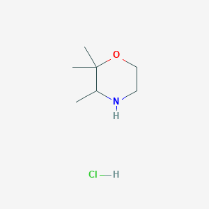 molecular formula C7H16ClNO B2621576 2,2,3-Trimethylmorpholine;hydrochloride CAS No. 1660110-85-9