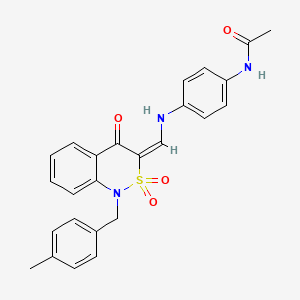 molecular formula C25H23N3O4S B2621580 (E)-N-(4-(((1-(4-methylbenzyl)-2,2-dioxido-4-oxo-1H-benzo[c][1,2]thiazin-3(4H)-ylidene)methyl)amino)phenyl)acetamide CAS No. 893312-35-1