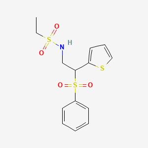 molecular formula C14H17NO4S3 B2621583 N-[2-(phenylsulfonyl)-2-(2-thienyl)ethyl]ethanesulfonamide CAS No. 896341-40-5