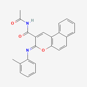 (3Z)-N-acetyl-3-[(2-methylphenyl)imino]-3H-benzo[f]chromene-2-carboxamide