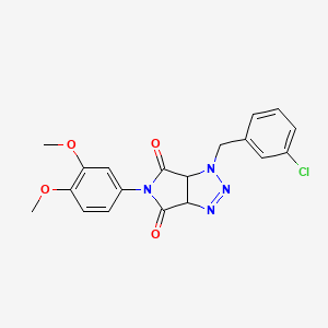 molecular formula C19H17ClN4O4 B2621603 1-(3-chlorobenzyl)-5-(3,4-dimethoxyphenyl)-1,6a-dihydropyrrolo[3,4-d][1,2,3]triazole-4,6(3aH,5H)-dione CAS No. 1052568-73-6