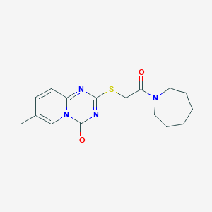 molecular formula C16H20N4O2S B2621619 2-[2-(Azepan-1-yl)-2-oxoethyl]sulfanyl-7-methylpyrido[1,2-a][1,3,5]triazin-4-one CAS No. 896317-51-4
