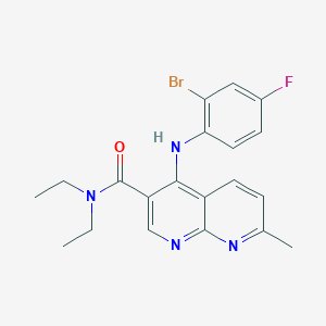 molecular formula C20H20BrFN4O B2621700 4-((2-bromo-4-fluorophenyl)amino)-N,N-diethyl-7-methyl-1,8-naphthyridine-3-carboxamide CAS No. 1251590-47-2
