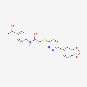 molecular formula C21H17N3O4S B2621710 N-(4-acetylphenyl)-2-[6-(1,3-benzodioxol-5-yl)pyridazin-3-yl]sulfanylacetamide CAS No. 872695-48-2