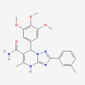 molecular formula C23H25N5O4 B2621736 5-Methyl-2-(m-tolyl)-7-(3,4,5-trimethoxyphenyl)-4,7-dihydro-[1,2,4]triazolo[1,5-a]pyrimidine-6-carboxamide CAS No. 538317-54-3