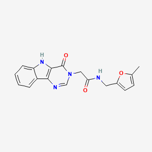 molecular formula C18H16N4O3 B2621739 N-((5-methylfuran-2-yl)methyl)-2-(4-oxo-4,5-dihydro-3H-pyrimido[5,4-b]indol-3-yl)acetamide CAS No. 1105226-83-2