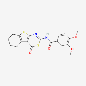 molecular formula C19H18N2O4S2 B2621743 3,4-dimethoxy-N-(4-oxo-5,6,7,8-tetrahydro-[1]benzothiolo[2,3-d][1,3]thiazin-2-yl)benzamide CAS No. 883276-14-0
