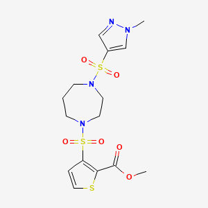 molecular formula C15H20N4O6S3 B2621756 methyl 3-((4-((1-methyl-1H-pyrazol-4-yl)sulfonyl)-1,4-diazepan-1-yl)sulfonyl)thiophene-2-carboxylate CAS No. 2034337-91-0