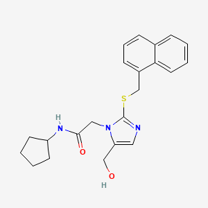 N-cyclopentyl-2-(5-(hydroxymethyl)-2-((naphthalen-1-ylmethyl)thio)-1H-imidazol-1-yl)acetamide