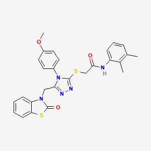 molecular formula C27H25N5O3S2 B2621763 N-(2,3-dimethylphenyl)-2-((4-(4-methoxyphenyl)-5-((2-oxobenzo[d]thiazol-3(2H)-yl)methyl)-4H-1,2,4-triazol-3-yl)thio)acetamide CAS No. 896677-85-3