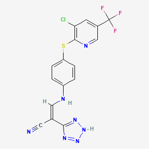 molecular formula C16H9ClF3N7S B2621792 2-(2H-2,3,4,5-Tetraazolyl)-3-((4-(3-chloro-5-(trifluoromethyl)(2-pyridylthio))phenyl)amino)prop-2-enenitrile CAS No. 1025166-91-9