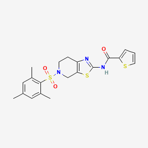 molecular formula C20H21N3O3S3 B2621810 N-(5-(mesitylsulfonyl)-4,5,6,7-tetrahydrothiazolo[5,4-c]pyridin-2-yl)thiophene-2-carboxamide CAS No. 1351642-62-0