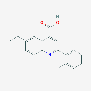 molecular formula C19H17NO2 B2621814 6-Ethyl-2-(2-methylphenyl)quinoline-4-carboxylic acid CAS No. 861453-63-6