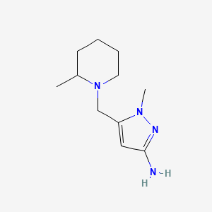 molecular formula C11H20N4 B2621818 1-methyl-5-[(2-methylpiperidin-1-yl)methyl]-1H-pyrazol-3-amine CAS No. 1855936-99-0