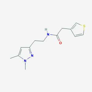 molecular formula C13H17N3OS B2621821 N-(2-(1,5-dimethyl-1H-pyrazol-3-yl)ethyl)-2-(thiophen-3-yl)acetamide CAS No. 2034586-67-7