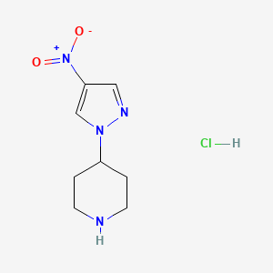 molecular formula C8H13ClN4O2 B2621825 4-(4-Nitro-1H-pyrazol-1-yl)piperidine hydrochloride CAS No. 2225144-34-1