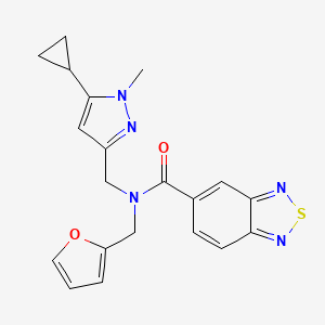 molecular formula C20H19N5O2S B2621850 N-((5-cyclopropyl-1-methyl-1H-pyrazol-3-yl)methyl)-N-(furan-2-ylmethyl)benzo[c][1,2,5]thiadiazole-5-carboxamide CAS No. 1795424-58-6