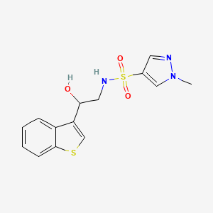 molecular formula C14H15N3O3S2 B2621851 N-(2-(benzo[b]thiophen-3-yl)-2-hydroxyethyl)-1-methyl-1H-pyrazole-4-sulfonamide CAS No. 2034257-66-2