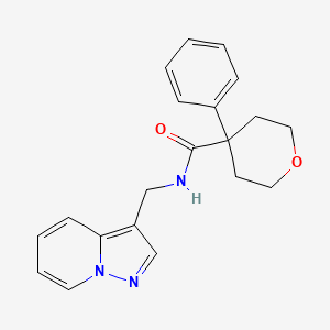 4-phenyl-N-(pyrazolo[1,5-a]pyridin-3-ylmethyl)tetrahydro-2H-pyran-4-carboxamide