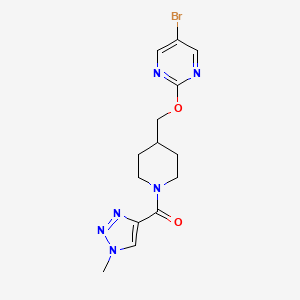 molecular formula C14H17BrN6O2 B2621868 [4-[(5-Bromopyrimidin-2-yl)oxymethyl]piperidin-1-yl]-(1-methyltriazol-4-yl)methanone CAS No. 2379971-44-3