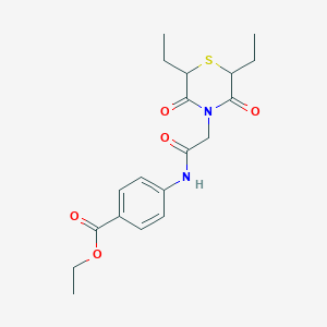 Ethyl 4-[[2-(2,6-diethyl-3,5-dioxothiomorpholin-4-yl)acetyl]amino]benzoate