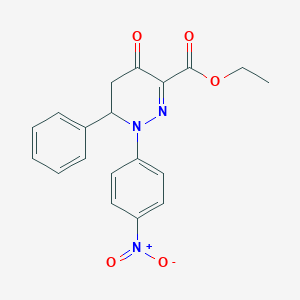 molecular formula C19H17N3O5 B262189 Ethyl 1-{4-nitrophenyl}-4-oxo-6-phenyl-1,4,5,6-tetrahydro-3-pyridazinecarboxylate 