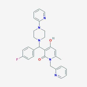 3-((4-fluorophenyl)(4-(pyridin-2-yl)piperazin-1-yl)methyl)-4-hydroxy-6-methyl-1-(pyridin-2-ylmethyl)pyridin-2(1H)-one