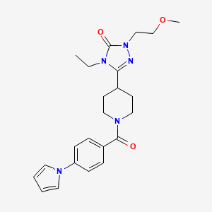 molecular formula C23H29N5O3 B2621916 3-(1-(4-(1H-pyrrol-1-yl)benzoyl)piperidin-4-yl)-4-ethyl-1-(2-methoxyethyl)-1H-1,2,4-triazol-5(4H)-one CAS No. 1788531-53-2