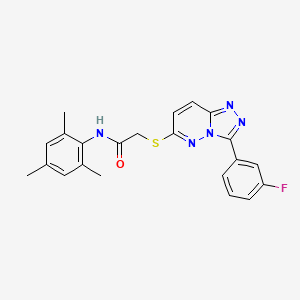 molecular formula C22H20FN5OS B2621922 2-((3-(3-fluorophenyl)-[1,2,4]triazolo[4,3-b]pyridazin-6-yl)thio)-N-mesitylacetamide CAS No. 852374-61-9