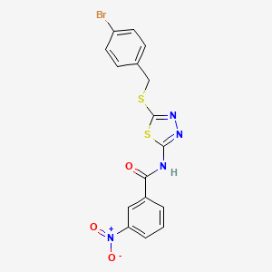 molecular formula C16H11BrN4O3S2 B2621931 N-(5-((4-bromobenzyl)thio)-1,3,4-thiadiazol-2-yl)-3-nitrobenzamide CAS No. 392302-86-2