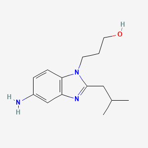 molecular formula C14H21N3O B2621949 3-[5-amino-2-(2-methylpropyl)-1H-benzimidazol-1-yl]propan-1-ol CAS No. 1172479-65-0