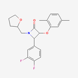 4-(3,4-Difluorophenyl)-3-(2,5-dimethylphenoxy)-1-[(oxolan-2-yl)methyl]azetidin-2-one