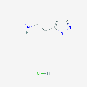 molecular formula C7H14ClN3 B2621956 N-Methyl-2-(2-methylpyrazol-3-yl)ethanamine;hydrochloride CAS No. 2243508-26-9