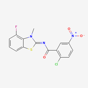 molecular formula C15H9ClFN3O3S B2621957 2-chloro-N-(4-fluoro-3-methyl-1,3-benzothiazol-2-ylidene)-5-nitrobenzamide CAS No. 868375-87-5