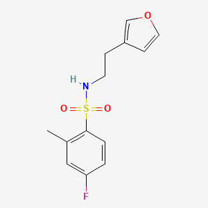 molecular formula C13H14FNO3S B2621960 4-fluoro-N-(2-(furan-3-yl)ethyl)-2-methylbenzenesulfonamide CAS No. 1428370-88-0