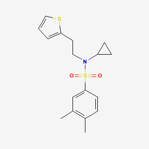 molecular formula C17H21NO2S2 B2621968 N-cyclopropyl-3,4-dimethyl-N-(2-(thiophen-2-yl)ethyl)benzenesulfonamide CAS No. 1396846-65-3