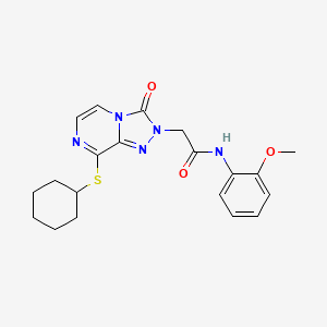 molecular formula C20H23N5O3S B2621971 2-(8-(cyclohexylthio)-3-oxo-[1,2,4]triazolo[4,3-a]pyrazin-2(3H)-yl)-N-(2-methoxyphenyl)acetamide CAS No. 1251707-17-1