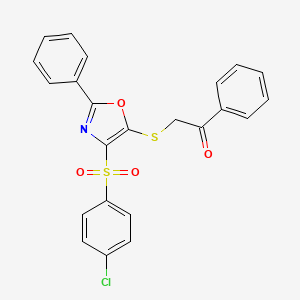 2-((4-((4-Chlorophenyl)sulfonyl)-2-phenyloxazol-5-yl)thio)-1-phenylethanone