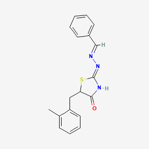 (Z)-2-((E)-benzylidenehydrazono)-5-(2-methylbenzyl)thiazolidin-4-one